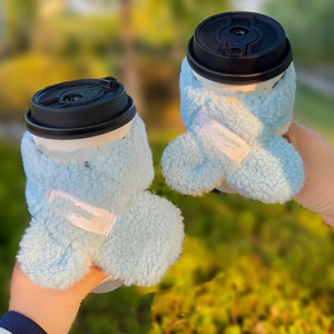 Manchon isolant en peluche patchwork mignon pour étudiants et enfants, manchon de protection pour bouteille d'eau portable, style girly et - Product Image 2