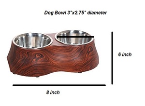 Elevated Wooden Pet <b>Feeder</b> Bowl Stainless Steel Double Dog Feeding Dish for <b>Cats</b> and Dogs - Product Image 3