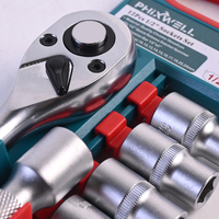 Ensemble complet de 12 douilles en plastique de 3/8 pouces, SAE et métriques, CRV, pour réparation automobile, outils à main PHIXWELL, garantie 1 an, usage domestique