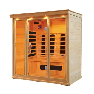 Harga Pabrik Cender Merah Sauna Kering Kayu Sauna Inframerah Jauh 3 Orang Ruang Suna Sauna