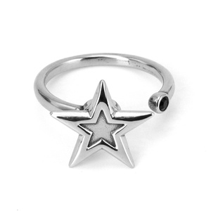 316L Stainless Steel <b>Fidget</b> <b>Rings</b> Double Star Design Adjustable Gemstone Accent Modern Fashion Jewelry for Men Women Daily Wear - Product Image 2