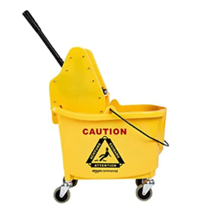 32L Durable Plastic Industrial Floor Cleaning Wringer Trolley Mop And Bucket Set