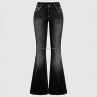 Jeans évasés personnalisés avec strass pour femmes, pantalon en denim vintage brodé en croix, taille haute, coupe bootcut, fabricant OEM