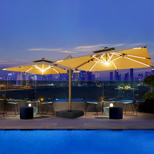 Modern Large Commercial Double-Headed <strong>Parasol</strong> Sun Umbrella for Garden Balcony Villa Outdoor Space Modern Outdoor <strong>Base</strong> <strong>Included</strong> - Product Image 1