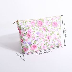 Women's Eco-Friendly Portable Reusable Floral Custom Printed Cotton <b>Cosmetic</b> <b>Organizer</b> Bags Zipper Closure for Travel for - Product Image 6