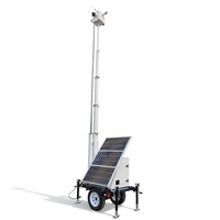 Remorque de sécurité solaire portable sans fil avec panneau solaire 300W et batterie 120Ah, étanche IP65 pour utilisation CCTV hors réseau en extérieur