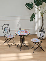 Ensemble table et chaises pliantes en fer forgé pour la décoration de la cour et du balcon