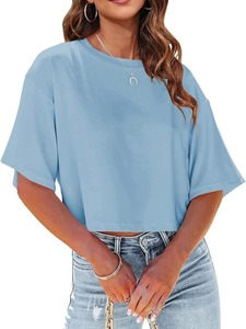 <span class=keywords><strong>T</strong></span>-shirts de sport décontractés pour hommes, essentiels de qualité supérieure, en coton, à col ras du cou et épaules tombantes, pour l'entraînement et le yoga - Product Image 6