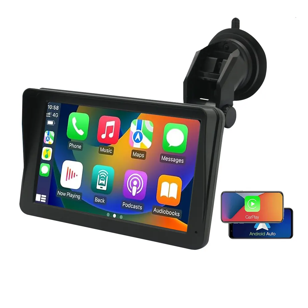 Portable sans fil Carplay & Android Auto autoradio Auto stéréo 7 pouces écran tactile GPS BT FM moniteur de voiture intelligente