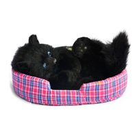 Peluche chaton adorable faite à la main, figurine de chat réaliste et moelleuse avec son couinement, pour la décoration de la maison, animal de compagnie unique, mignon et kawaii