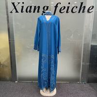 Nouvelle Robe de Soirée Élégante et Ample pour Femme, Style Ethnique Rouge, Boubou Kaftan Abaya à Manches Longues, Africaine et Moyen-Orientale, Ornée de Strass Haut de Gamme