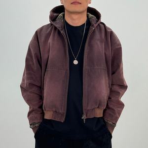 Wholesale Men's Retro Washed Hooded Jackets From Jacket Manufacturers, Suitable for <b>Y2K</b> <b>Streetwear</b> and Gothic Fashion Trends - Product Image 2
