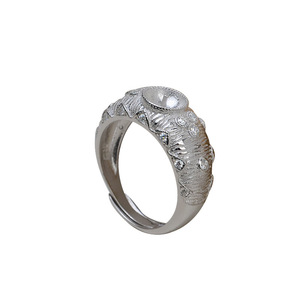 Bague Princesse Rétro Européenne et Américaine en Argent S925 Faite à la Main Wenchi, Support Creux pour Perles 7-8, Perles Semi-finies - Product Image 5