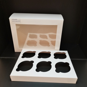 Giấy trắng cupcake và hộp thực phẩm với cửa sổ rõ ràng 6 lỗ 12 lỗ miễn phí gấp hộp bánh ngọt cán bóng để lưu trữ thực phẩm - Product Image 6