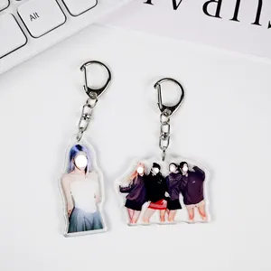 Custom Korea Idol Epoxy Acrylic Keychain Kpop Merchandise Key Ring Black Pink Acrylic Keychain Charm