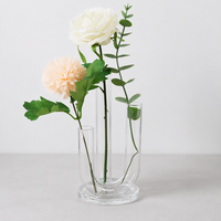 Vase en verre transparent à 3 tubes connectés, station de propagation hydroponique, vase à fleurs pour la décoration de table, de la maison et de mariage