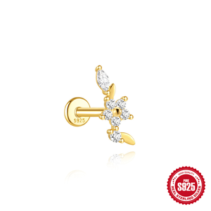925 Sterling Silver Gold Plated Ear Stack Set, CZ Star Moon Heart Lotus Cartilage <b>Earrings</b> for Multiple <b>Piercings</b> Women - Product Image 5