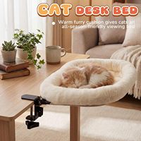 Lit de bureau pour chat en bois souple avec motif imprimé, hauteur réglable, hamac pour usage intérieur