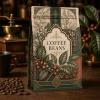 Sacs à café personnalisés imprimés, 250g, 500g, 1kg, à huit soudures latérales, en film transparent, thermoscellables, avec fermeture éclair refermable, pour aliments