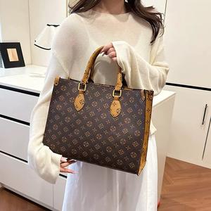 Bolso de mano vintage con bloques de color floral, bolso de gran capacidad, estilo minimalista europeo americano - Product Image 1