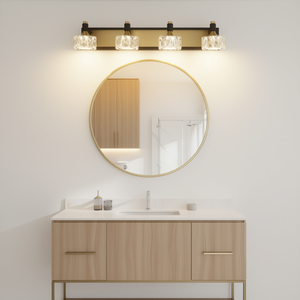Lámpara de Vanidad LED Moderna de Cristal, 4 Luces, Acabado en Hierro Marrón Amarillento, Aplique de Pared para Baño y Dormitorio - Product Image 2
