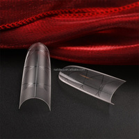 Faux ongles artificiels ultra fins pré-mat, longs, ronds, ovales, en gel souple, demi-couverture, avec ligne de positionnement, Nadeco Wholesales