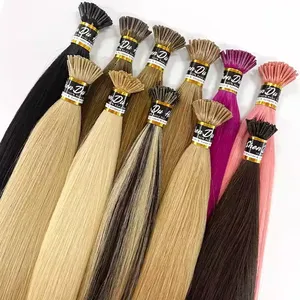 I tip Extension Wholesale Double Drawn Indian 100% Remy Raw Itip Extension Hair Blonde Virgin i tip hair extensions Human Hair