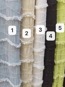 Tela de Chifón Crepé con Flecos Borrosos, Bordado y Bordes de Encaje, Tela de Chifón Plisada, Textil Romántico para Confección de Vestidos - Product Image 2