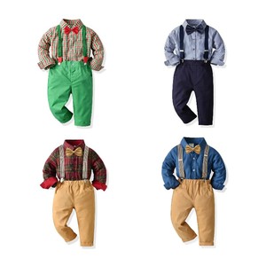 Enfant en bas âge garçons espagnol vêtements ensemble enfants à manches courtes chemise jarretelle Shorts tenues d'été bébé garçons vêtements ensembles - Product Image 1