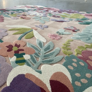 Tapis tufté fait main 100 % laine à motif floral, idéal pour la maison, la chambre, le salon et la salle de jeux pour enfants - Grande Vente - Product Image 3