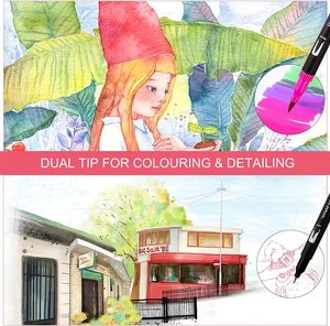 12/24/48/60/80/100 pennarelli a colori forniture artistiche Set di pittura penne a pennello a <span class=keywords><strong>doppia</strong></span> <span class=keywords><strong>punta</strong></span> a testa morbida penne ad acquerello a <span class=keywords><strong>doppia</strong></span> testa - Product Image 5