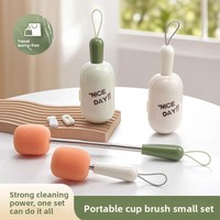 Brosse de nettoyage multifonctionnelle en plastique extensible à long manche pour tasses, thermos et biberons, avec poignée métallique, idéale pour les voyages de bébé