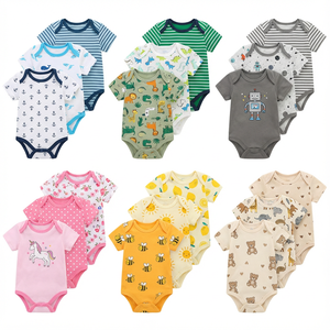 Body stampato per neonati, tutina multi-motivo a maniche corte per l'estate - Product Image 1
