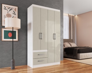 Armoire moderne Decibel DB-RP3420 BC ESSENTIAL 4 portes 2 tiroirs Meuble de chambre à coucher en aggloméré Blanc/Cristalo - Product Image 6