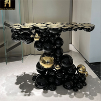 Design personnalisé Table console moderne de haute qualité Table console de salon en acier inoxydable noir et or