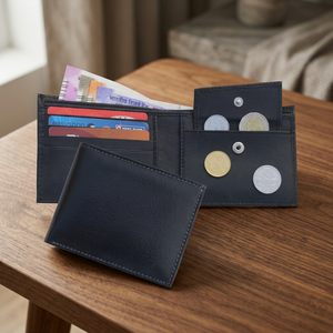 2026 Fashion Men's Genuine Leather <b>Wallet</b> Customize Logo RFID Blocking Slim Style Button Closure-Luxury Brand <b>Smart</b> Card Holder - Product Image 2