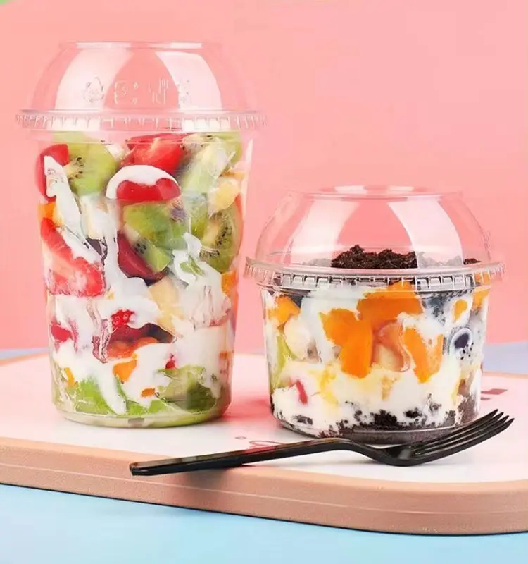 Großhandel Einweg durchsichtige Tasse Kunststoff behälter für Lebensmittel benutzer definierte 32oz Haustier Pla biologisch abbaubare Salats ch üssel mit Deckel