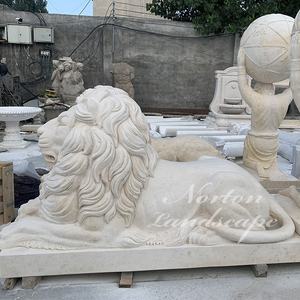 야외 장식 de jardin 대형 큰 대리석 돌 사자 Chinois 정원 조각상 공예 판매 후 개 동상 - Product Image 2