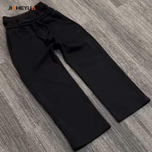 Pantalones holgados de pierna ancha en blanco de alta calidad con cordón para hombre, pantalones de chándal de cintura alta apilados de gran tamaño para hombre - Product Image 5