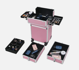 Valise à roulettes en aluminium 4 en 1 pour <span class=keywords><strong>maquillage</strong></span>, salon de beauté, chariot organisateur de cosmétiques - Product Image 5
