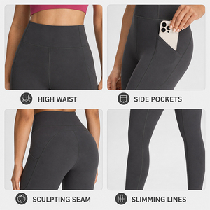 Leggings de yoga pour femmes en nylon 66, taille haute, poche latérale, résistants à l'usure, séchage rapide, ultra doux, haute élasticité, extensibles dans les 4 sens, pantalons de sport - Product Image 3
