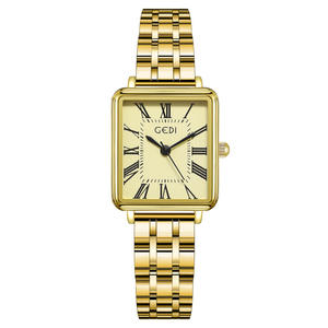 นาฬิกาควอทซ์ทรงสี่เหลี่ยมสำหรับผู้หญิงทำจากสแตนเลสสตีลแข็งแบบโรมันพิเศษสำหรับเทศกาลคริสต์มาส - Product Image 2