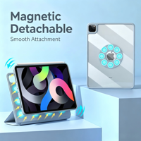Étui de protection magnétique intelligent pour tablette iPad Pro 11 Air 5/4 11/12,9 pouces, coque arrière transparente, support pliable pour stylet
