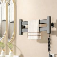 Sèche-serviettes électrique mural en fibre de carbone et aluminium spatial, avec 2 barres, design moderne, pour salle de bain