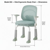 Chaise d'étude pour enfants sur le thème du panda avec repose-pieds, accoudoirs rabattables, dossier en maille réglable en hauteur pour la maison, l'école et la crèche