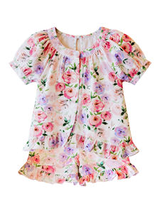 GSPO3287 Custom little active girl Stripe 4th of july flag outfits kids wholesale girl child summer short sleeve set - Product Image 5