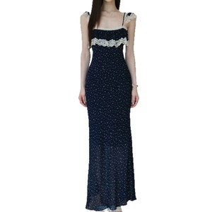 Lace <b>Patchwork</b> Floral Print Sundress Square Collar Natural Waist Vacation Style Long <b>Skirt</b> Women's Casual Dress - Product Image 5
