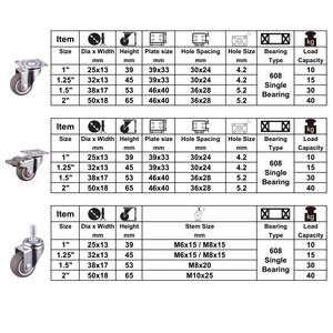 CMCL Lenkrolle mit Einzellager 1 1,25 1,5 2 Zoll TPR Leichte Möbelrollen - Product Image 3