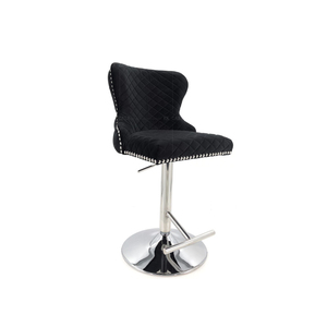 <span class=keywords><strong>Chaise</strong></span> haute rembourrée moderne en tissu de velours <span class=keywords><strong>noir</strong></span> avec boucle de traction complète dossier de tabouret <span class=keywords><strong>chaise</strong></span> haute réglable avec base de couleur argent - Product Image 6