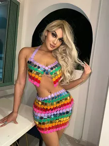 SHIXIN – <span class=keywords><strong>costume</strong></span> Sexy pour boîte de nuit, chaîne, soutien-gorge, paillettes, couleur assortie, gilet d'été, bijoux, Festival, fête, plage, Ins, fille - Product Image 5